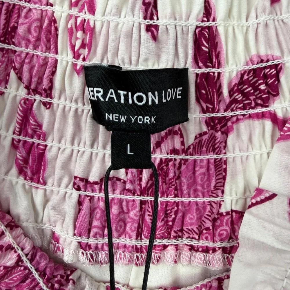 Generation Love Womens Fiona Floral Printed Pink Cotton Mini Dress Large - Picture 5 of 14